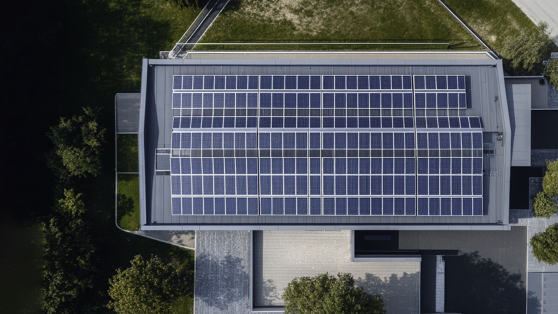 Capannone industriale con impianto fotovoltaico aziendale di grande taglia